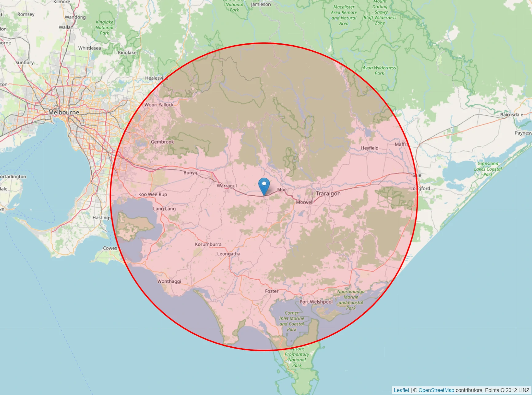 Victoria service area map